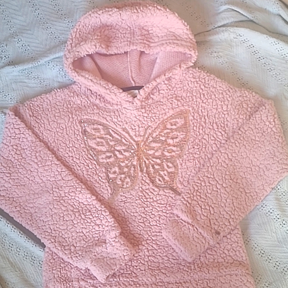 Girls pink butterfly sweater top